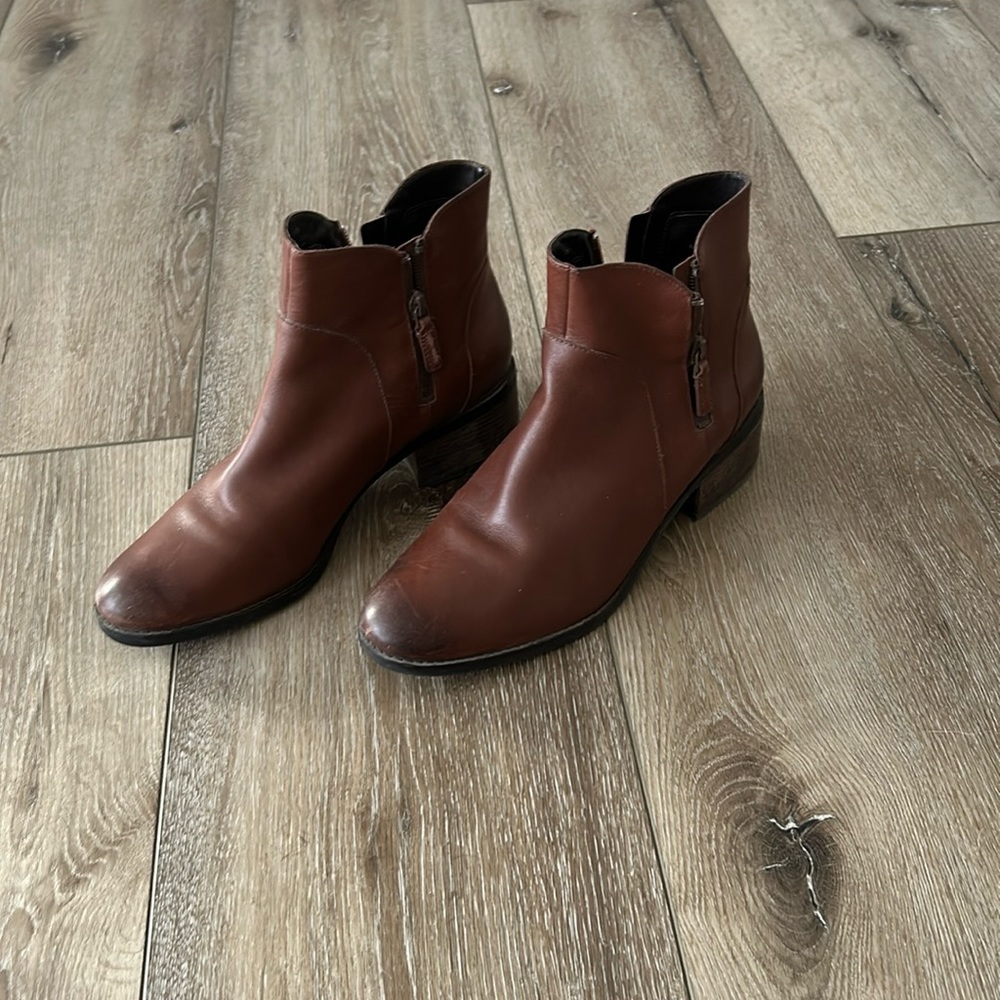 Brown Cole Haan booties, lightly worn like new, size 10